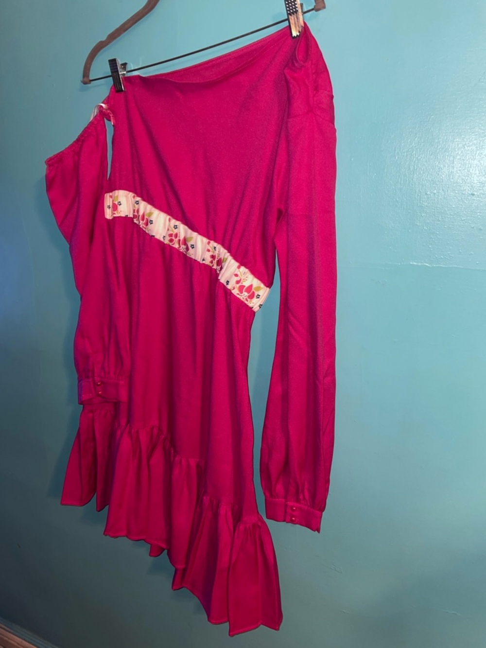 Bright Fuchsia asymmetrical women dress
